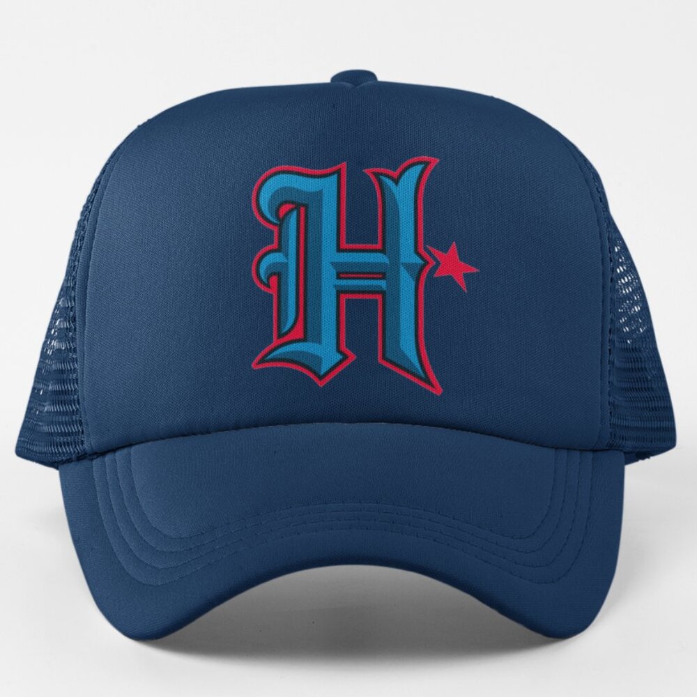 NEW Houston Texans H Logo Foam Trucker Mesh Snapback Hat NAVY